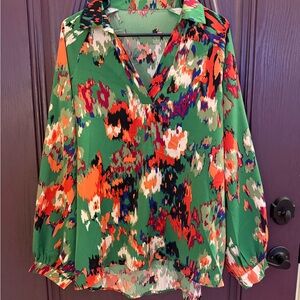 Vibrant Green Floral Women's Top
